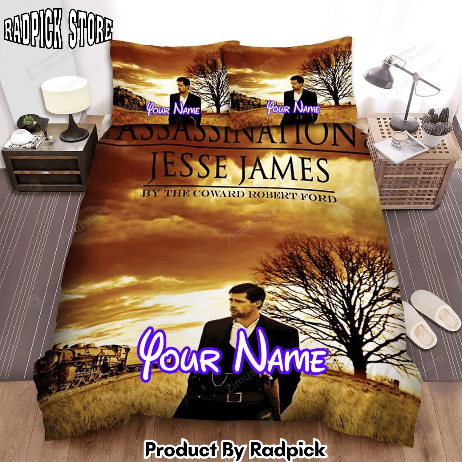 Radpick the assassination of jesse james by the coward robert ford 28200729 brad pitt movie poster bed sheets spread comforter duvet cover personalized name bedding sets rp3271416